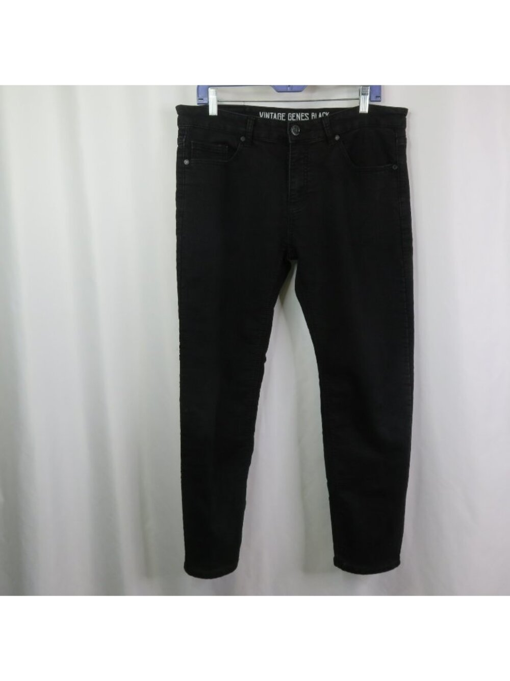 Vintage Genes Black Jeans Mens Stretch 34 x 30 Slim Fit Denim Straight Leg